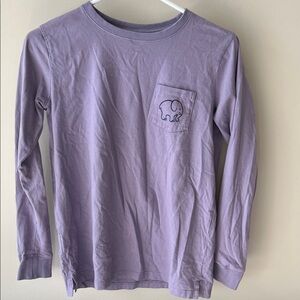 ivory ella Lavender Long Sleeve Pocket Tee with Elephant size XS